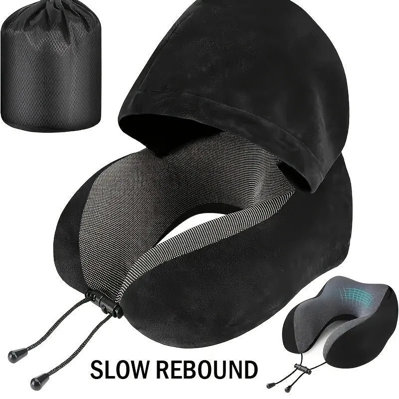 Memory Foam Travel Pillow – Neck Support for Airplane, Car & Office