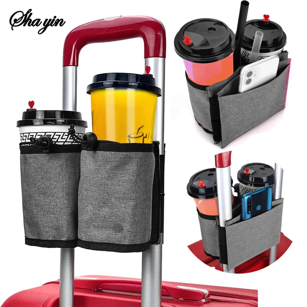 Travel Luggage Cup Holder – Hands-Free Drink Holder for Suitcase Handles