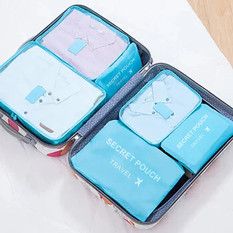6-Piece Travel Storage Bags Waterproof Packing Organizers with Zipper