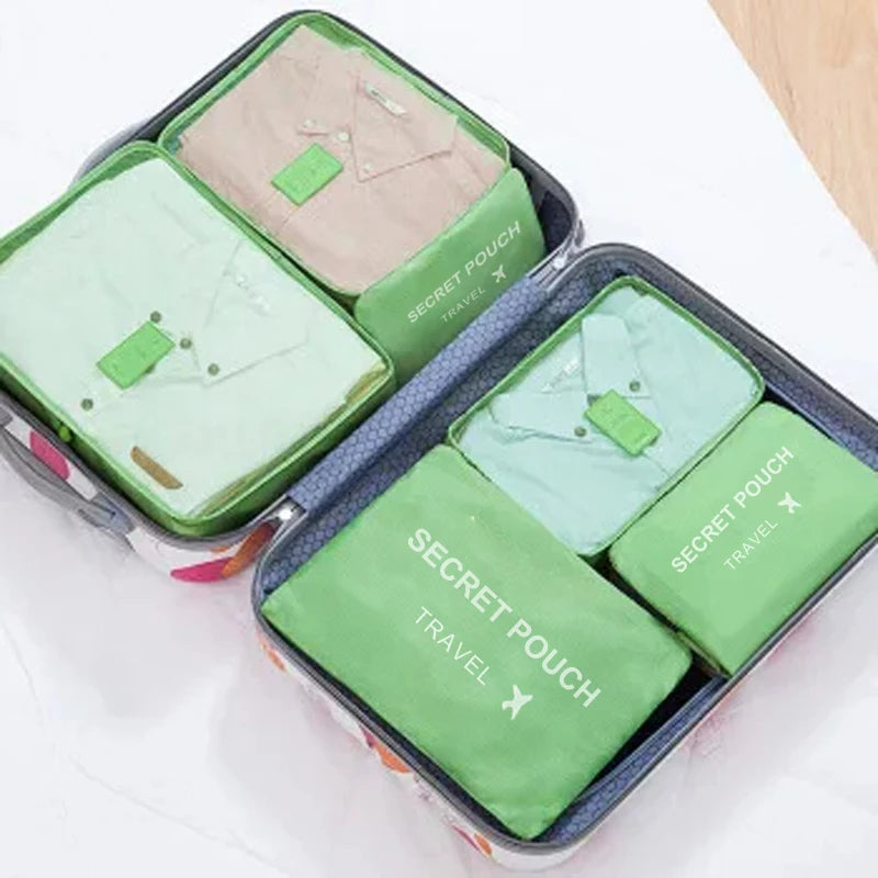 6-Piece Travel Storage Bags Waterproof Packing Organizers with Zipper