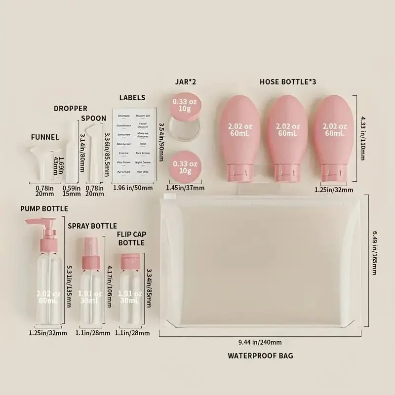 11-Piece Travel Bottles Set with Storage Bag | TSA-Approved