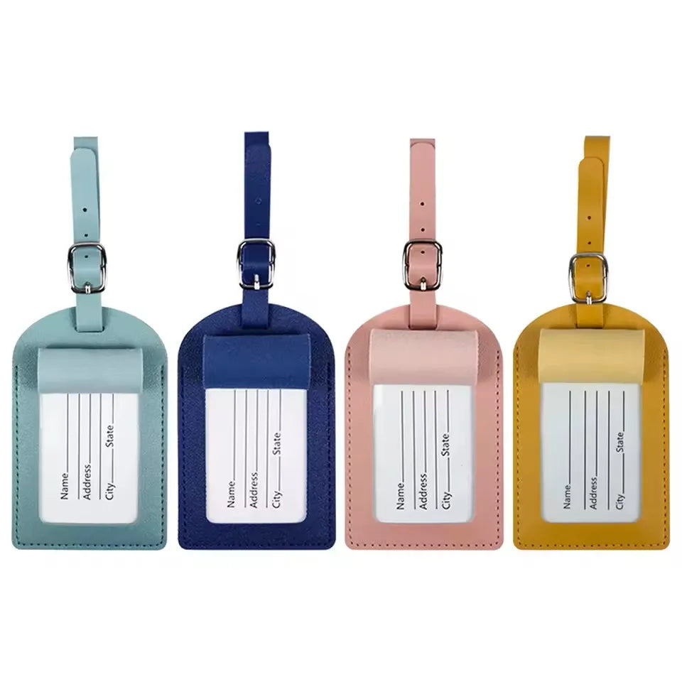 PU Leather Luggage Tag with Passport Cover – 4 Colors