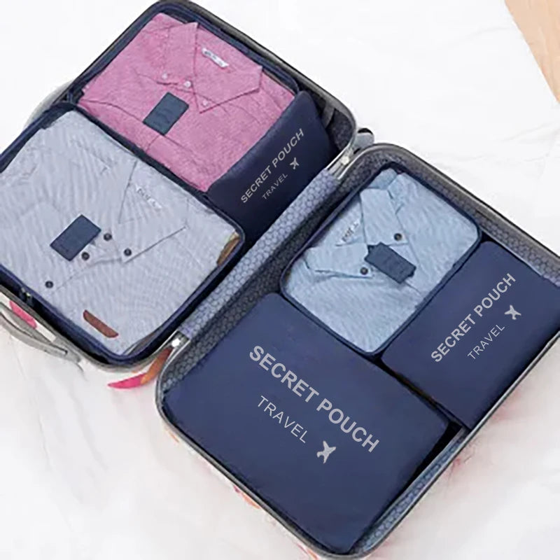 6-Piece Travel Storage Bags Waterproof Packing Organizers with Zipper