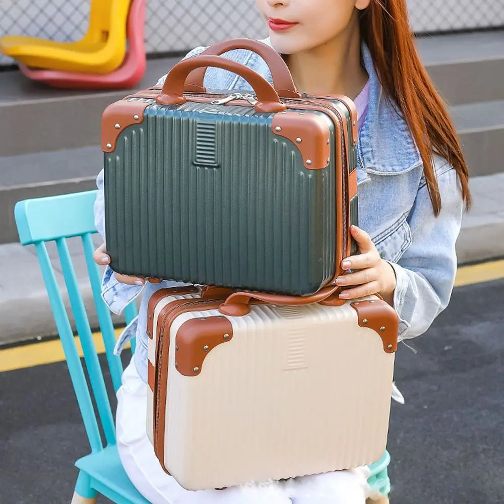 14" Mini Travel Suitcase – Cosmetic & Makeup Organizer with Password Lock