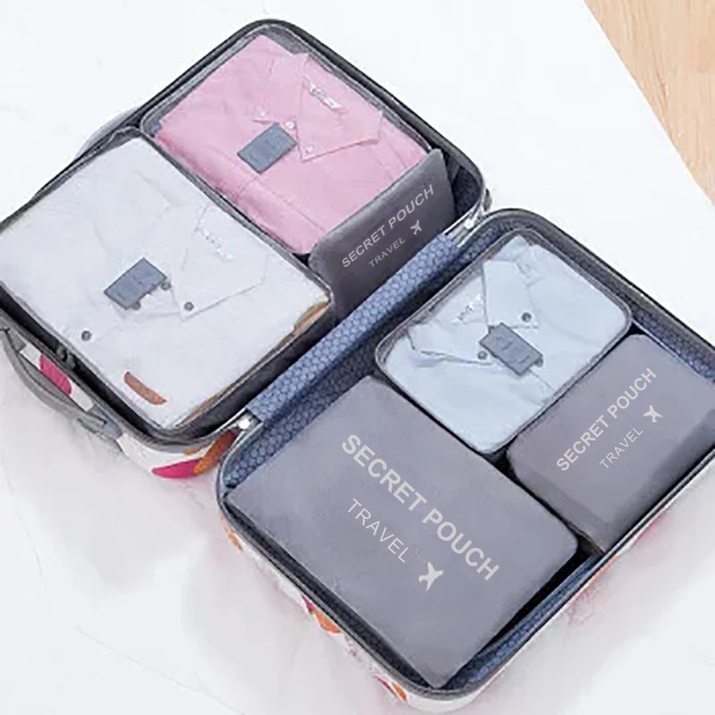 6-Piece Travel Storage Bags Waterproof Packing Organizers with Zipper