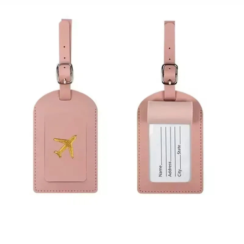 PU Leather Luggage Tag with Passport Cover – 4 Colors
