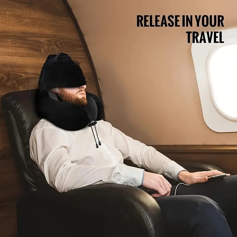 Memory Foam Travel Pillow – Neck Support for Airplane, Car & Office