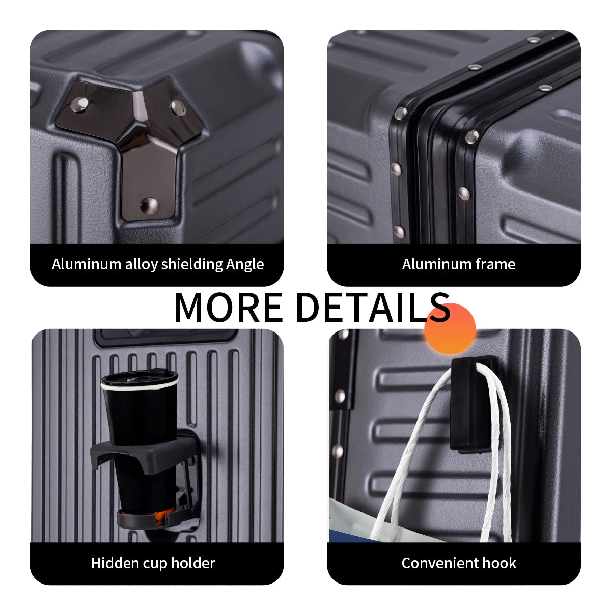 Aluminum Frame Rolling Suitcase – 20/24/26/28" with USB Port & Combination Lock