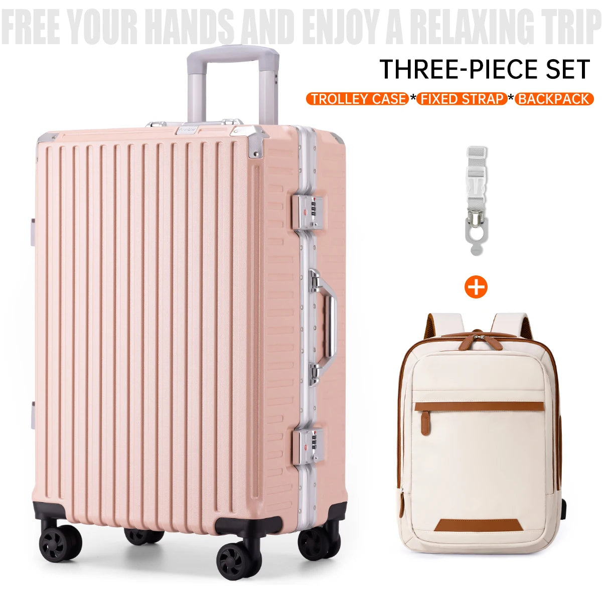 Aluminum Frame Rolling Suitcase – 20/24/26/28" with USB Port & Combination Lock