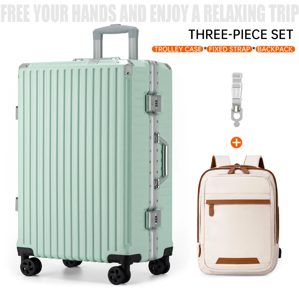 Aluminum Frame Rolling Suitcase – 20/24/26/28" with USB Port & Combination Lock