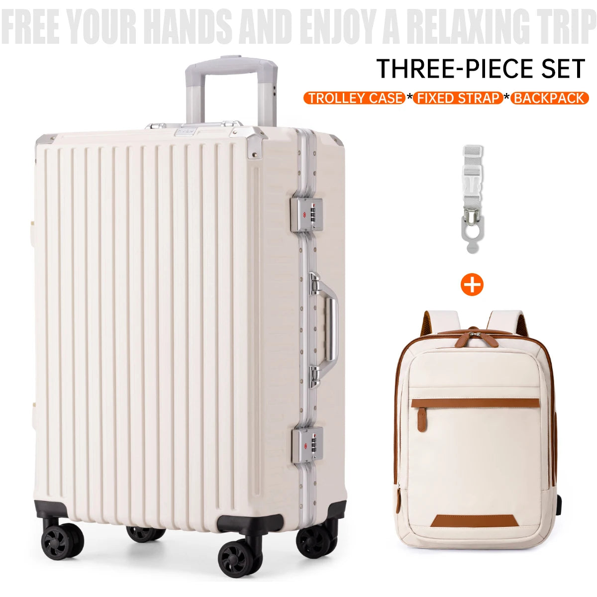 Aluminum Frame Rolling Suitcase – 20/24/26/28" with USB Port & Combination Lock