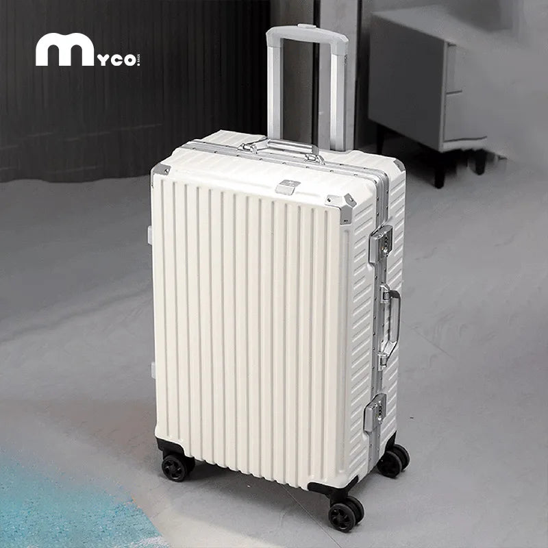 Aluminum Frame Rolling Suitcase – 20/24/26/28" with USB Port & Combination Lock