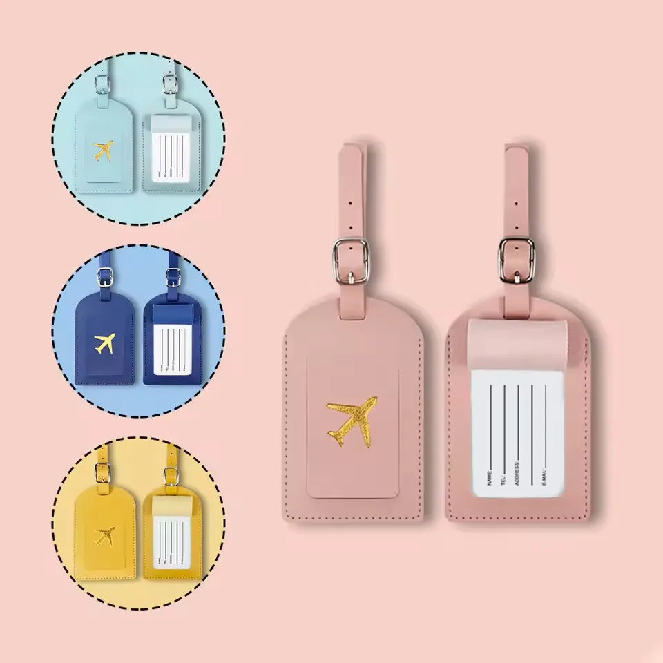 PU Leather Luggage Tag with Passport Cover – 4 Colors
