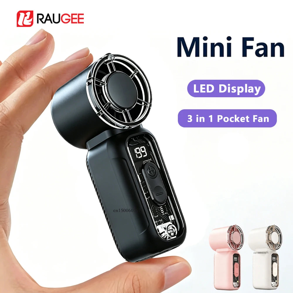 Portable Mini Fan – USB Rechargeable Travel Fan with Digital Display