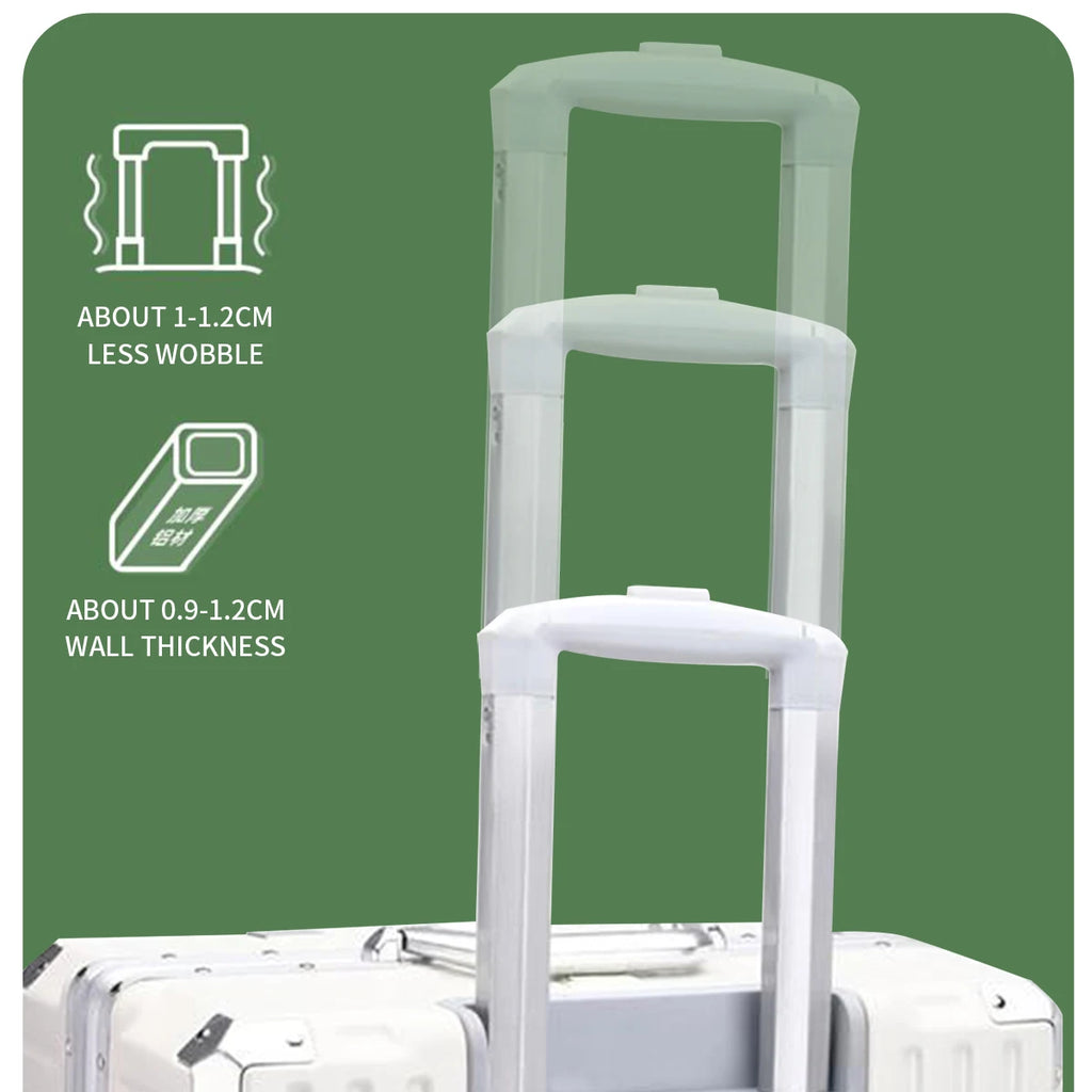 Aluminum Frame Rolling Suitcase – 20/24/26/28" with USB Port & Combination Lock