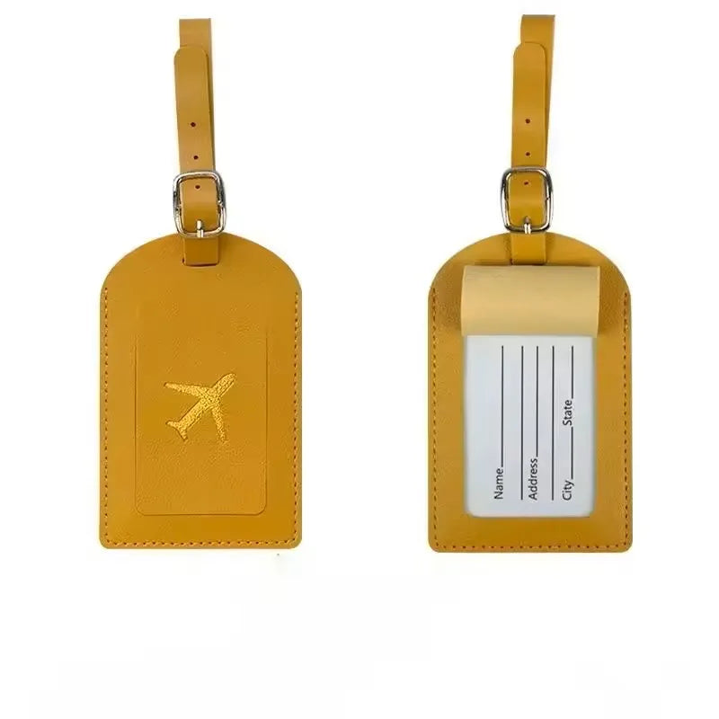 PU Leather Luggage Tag with Passport Cover – 4 Colors