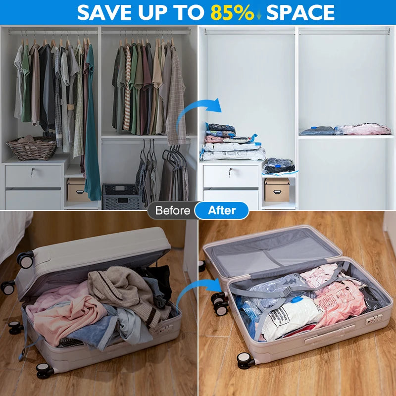 Vacuum Storage Bags with Cordless Electric Pump – Space Saver for Travel