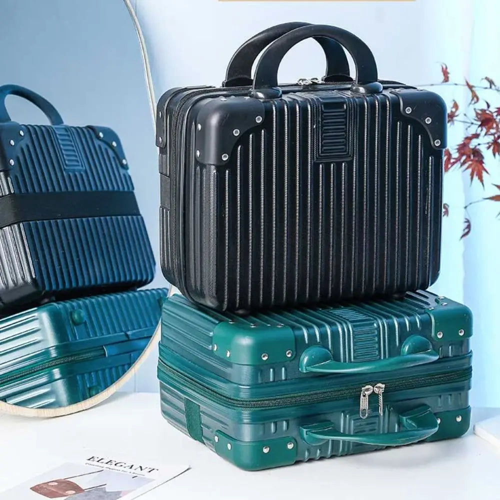 14" Mini Travel Suitcase – Cosmetic & Makeup Organizer with Password Lock