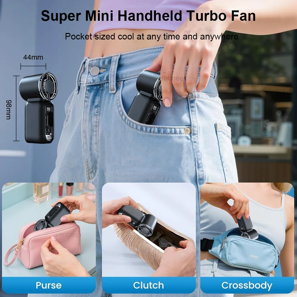 Portable Mini Fan – USB Rechargeable Travel Fan with Digital Display