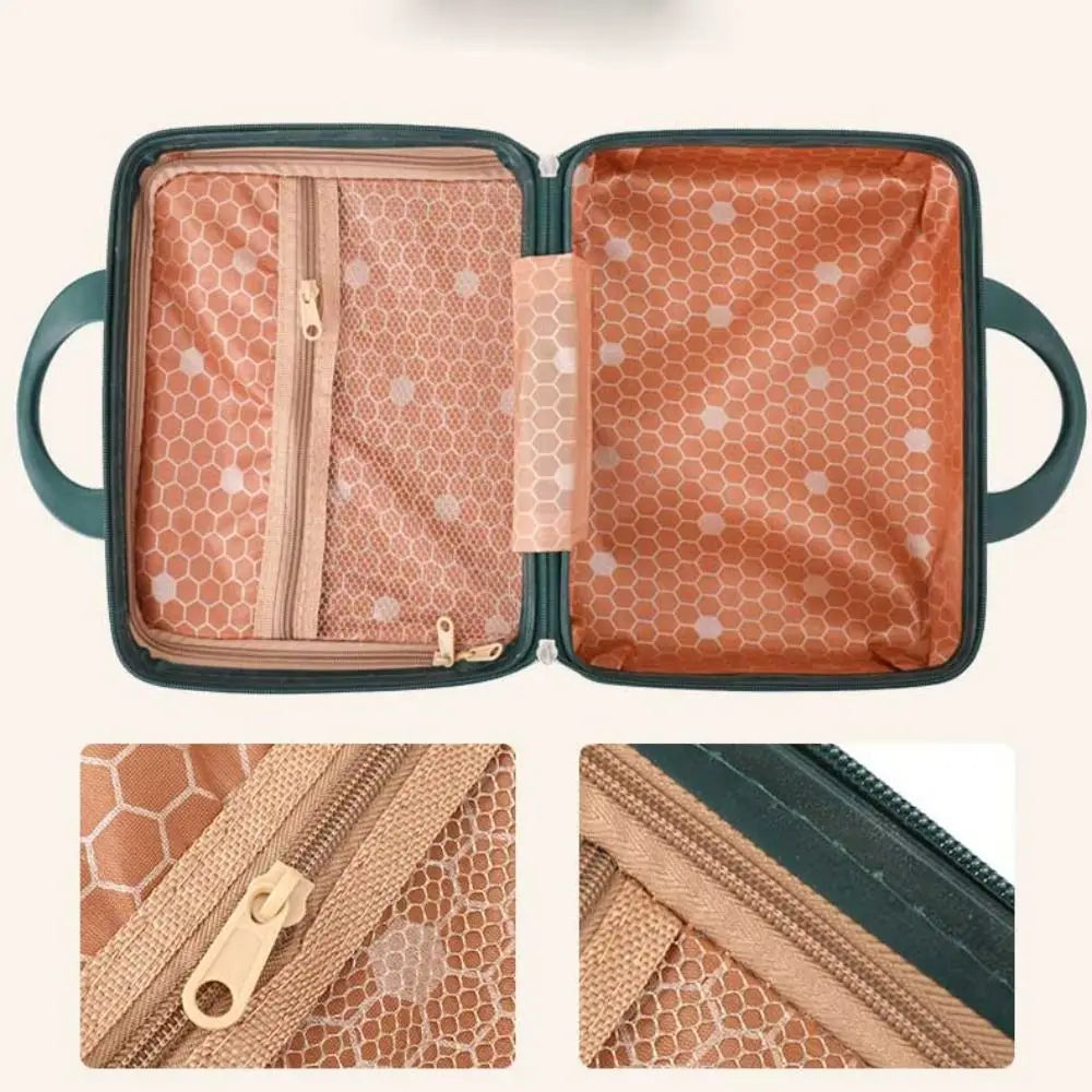 14" Mini Travel Suitcase – Cosmetic & Makeup Organizer with Password Lock