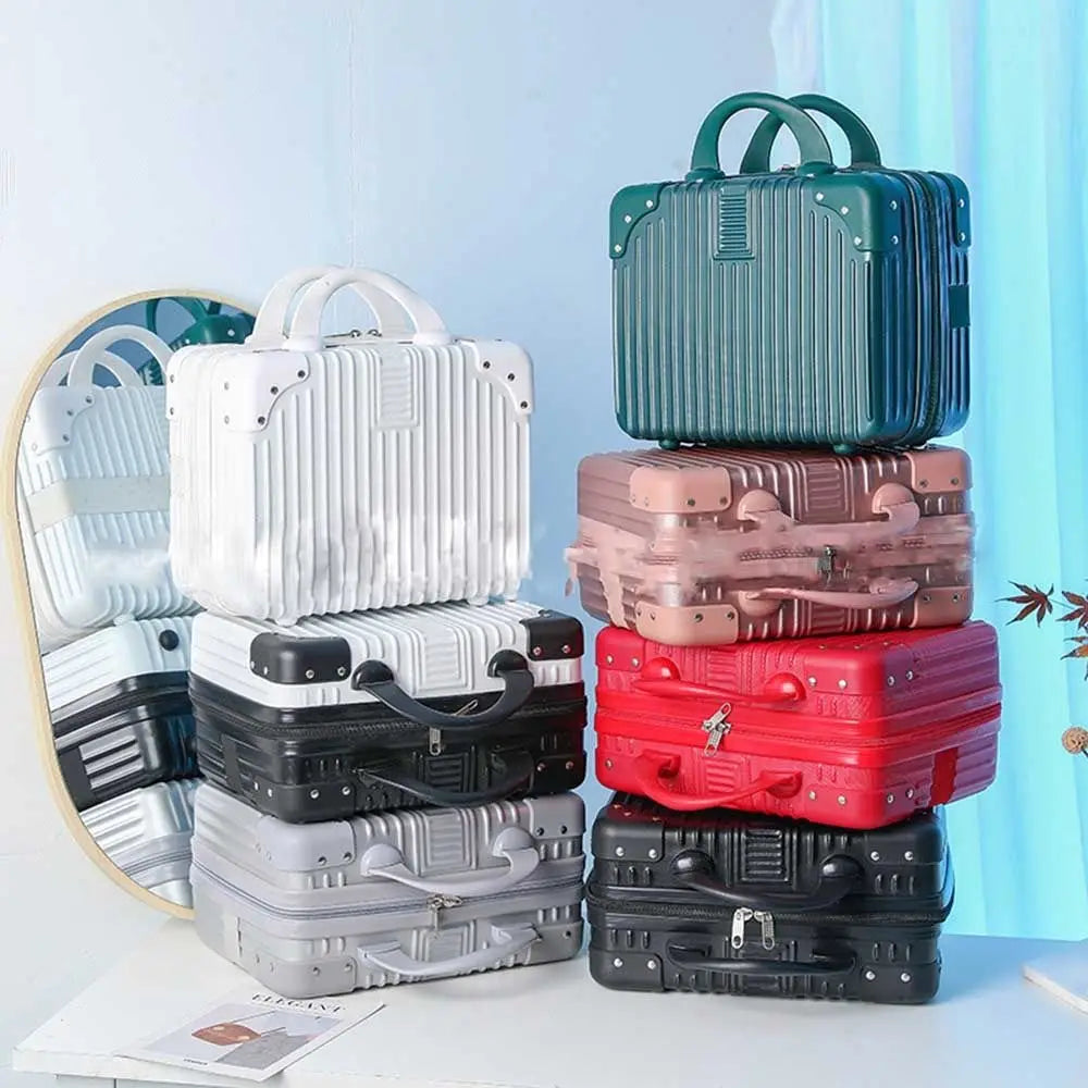 14" Mini Travel Suitcase – Cosmetic & Makeup Organizer with Password Lock